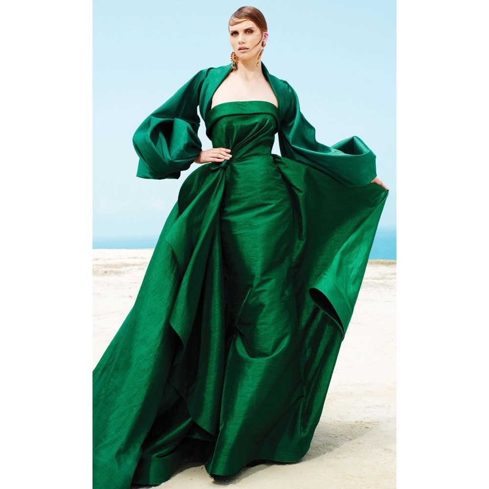 Fouad Sarkis Couture 2332 Emerald Gown